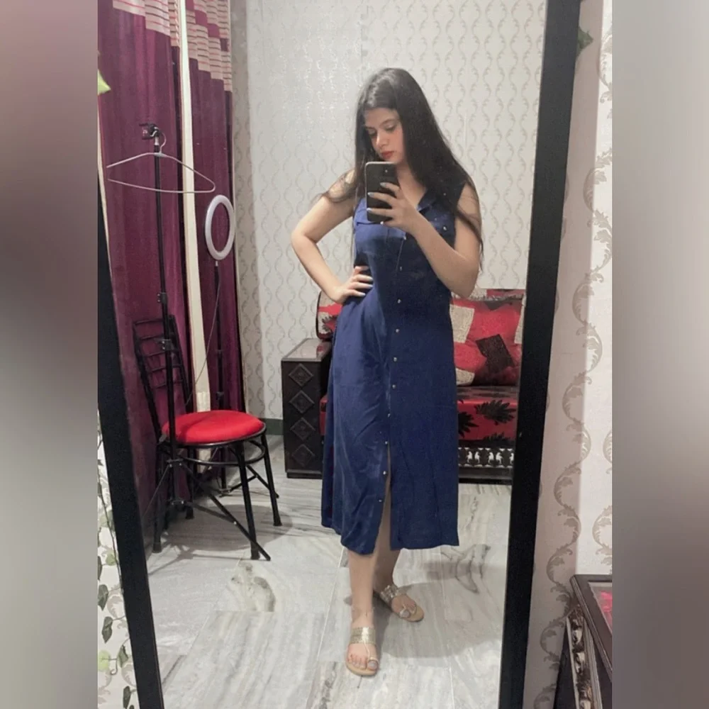 denim long dress( fade blue with white strands) - Picture 11 of 16
